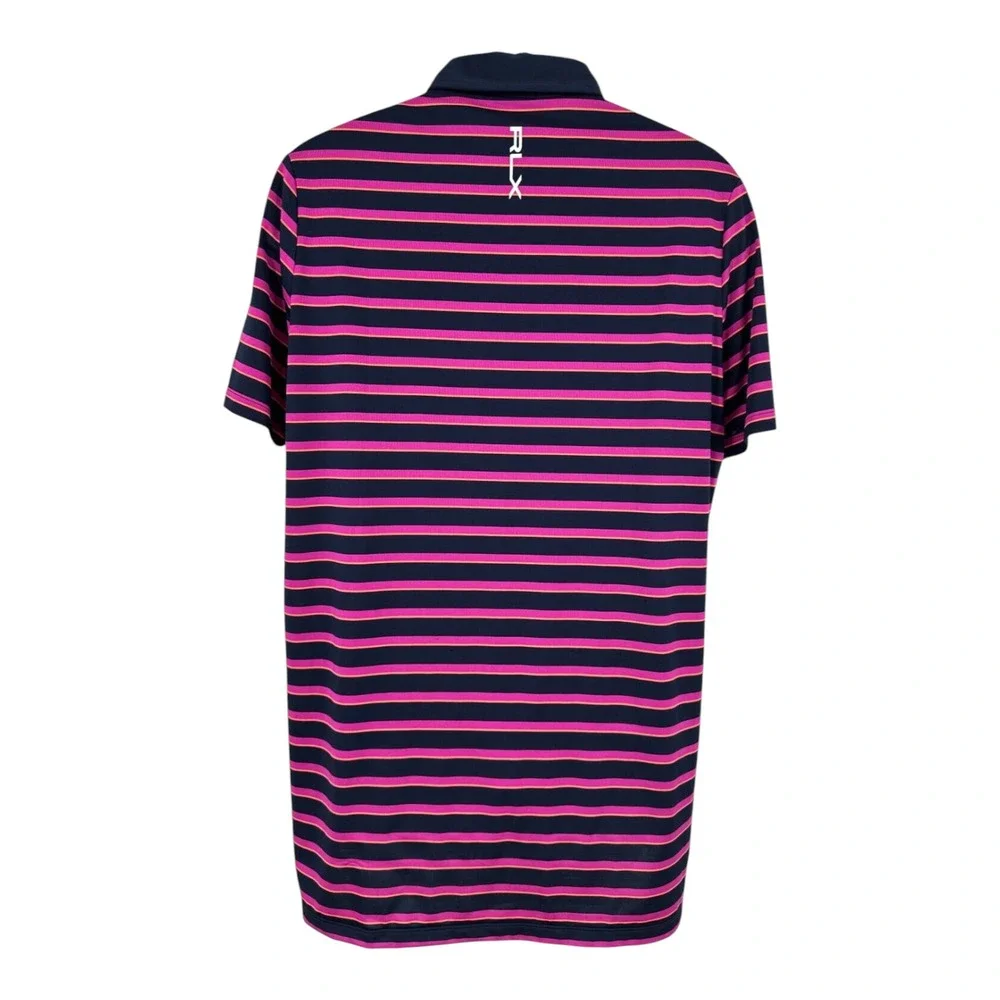 Ralph Lauren RLX Men's Pullover Collared Polo Shirt Medium Purple Striped Knit